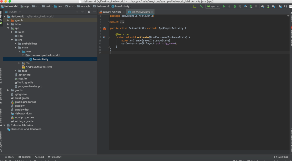 Code ví dụ Android Hello World với Android Studio CodeCute